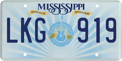 MS license plate LKG919