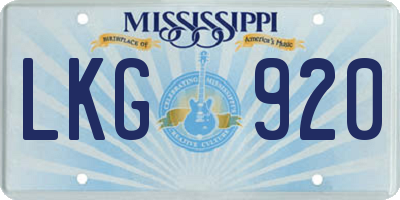 MS license plate LKG920