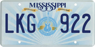 MS license plate LKG922