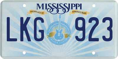 MS license plate LKG923