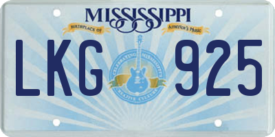 MS license plate LKG925