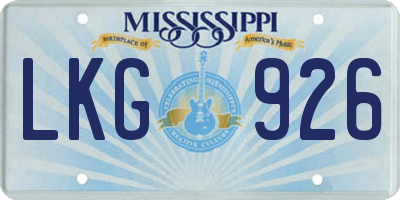 MS license plate LKG926