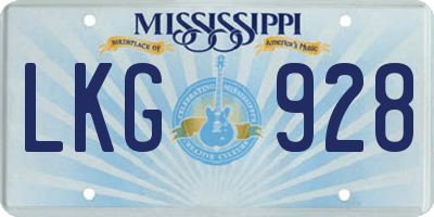 MS license plate LKG928