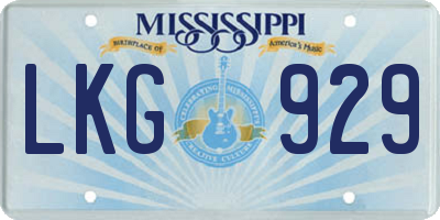 MS license plate LKG929