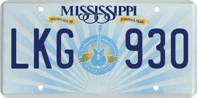 MS license plate LKG930