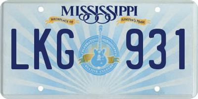MS license plate LKG931