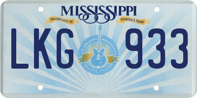 MS license plate LKG933