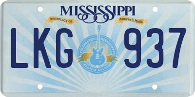 MS license plate LKG937