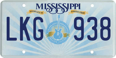 MS license plate LKG938