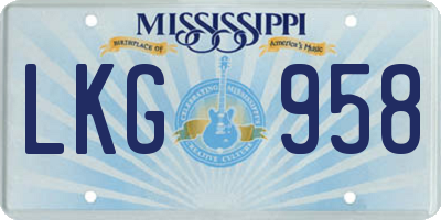 MS license plate LKG958