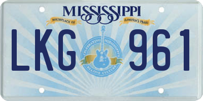 MS license plate LKG961