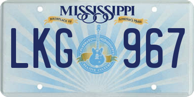 MS license plate LKG967