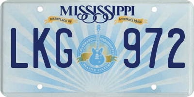 MS license plate LKG972