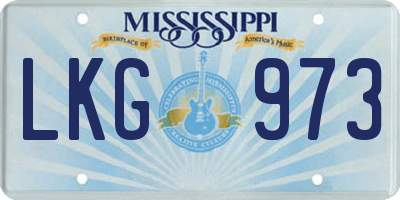 MS license plate LKG973