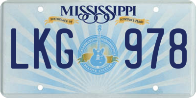 MS license plate LKG978