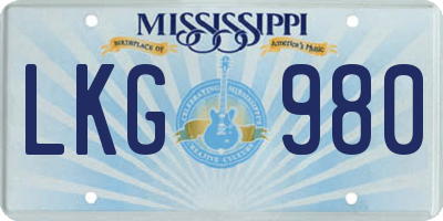 MS license plate LKG980