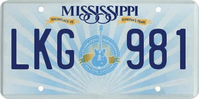 MS license plate LKG981