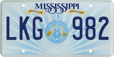 MS license plate LKG982
