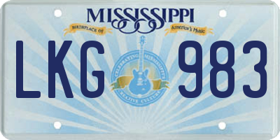 MS license plate LKG983