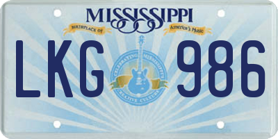 MS license plate LKG986