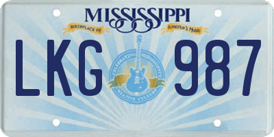 MS license plate LKG987