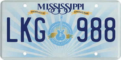 MS license plate LKG988