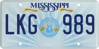 MS license plate LKG989