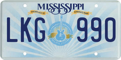 MS license plate LKG990