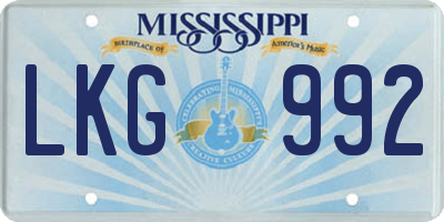 MS license plate LKG992