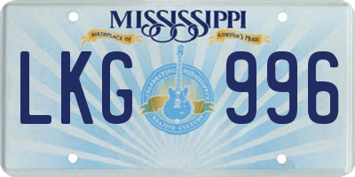 MS license plate LKG996