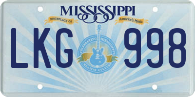 MS license plate LKG998