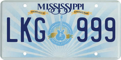 MS license plate LKG999