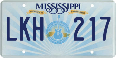 MS license plate LKH217