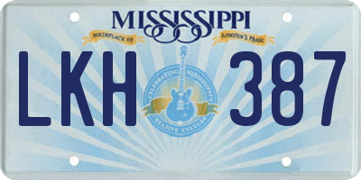 MS license plate LKH387
