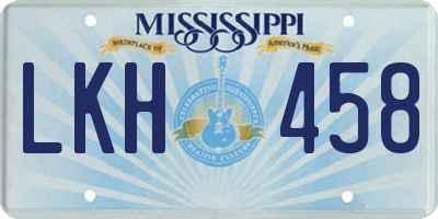 MS license plate LKH458