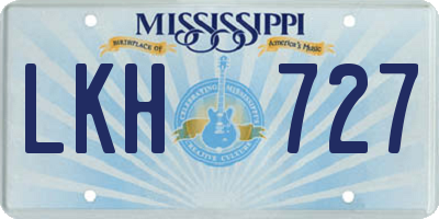 MS license plate LKH727