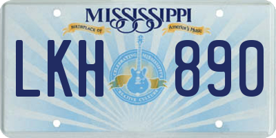 MS license plate LKH890