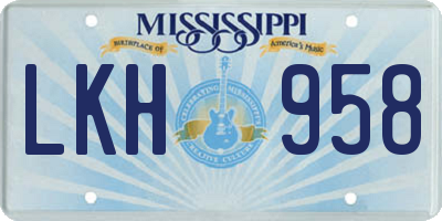 MS license plate LKH958