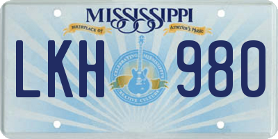 MS license plate LKH980