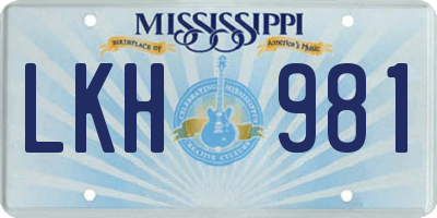 MS license plate LKH981