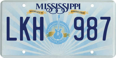MS license plate LKH987