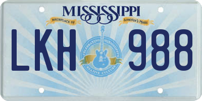 MS license plate LKH988