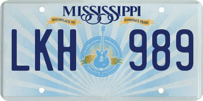 MS license plate LKH989
