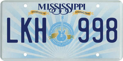 MS license plate LKH998