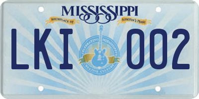 MS license plate LKI002