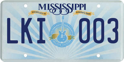 MS license plate LKI003