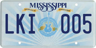MS license plate LKI005