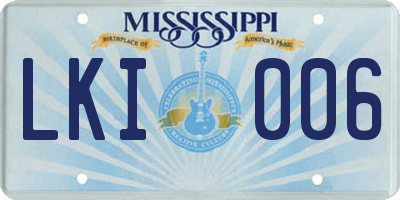 MS license plate LKI006