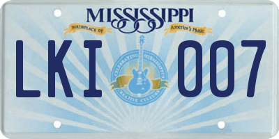 MS license plate LKI007
