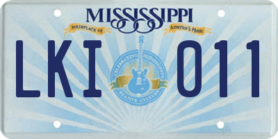MS license plate LKI011